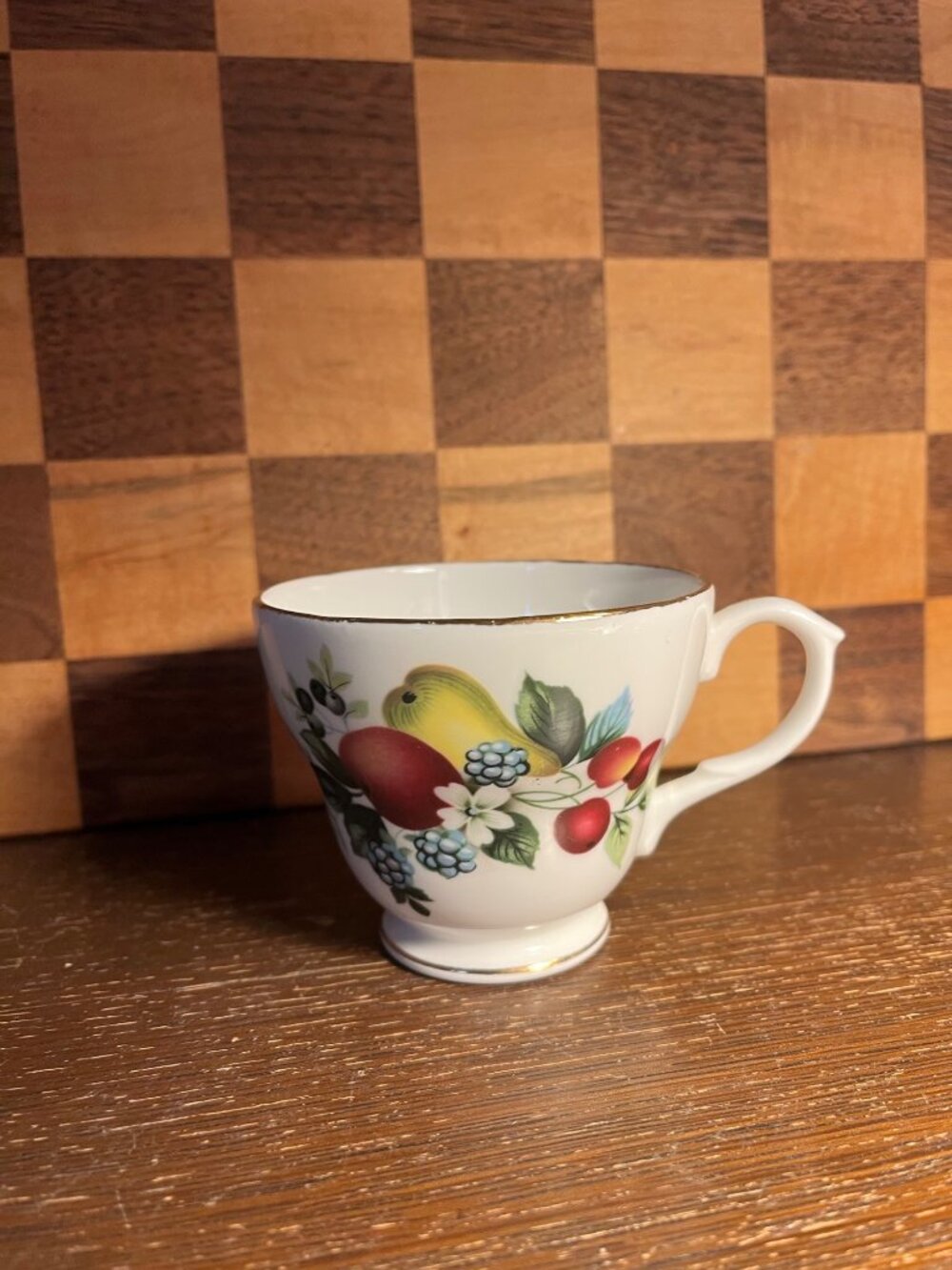 Duchess Bone China England Footed Teacup with Fruit Design  A987